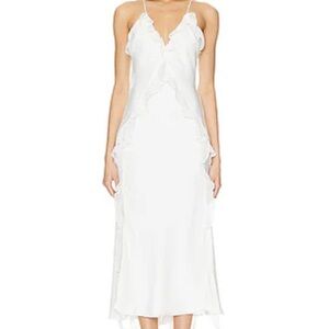 Bardot Marsella Ruffle Midi Dress in Orchid White, New with Tags